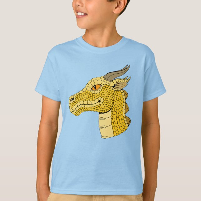 Camiseta Cabeza de dragón dorado en perfil (Anverso)