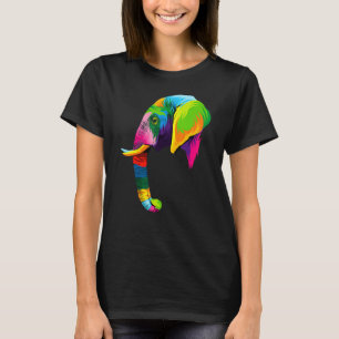 Camiseta Cabeza de elefante arte colorido animales acuarela