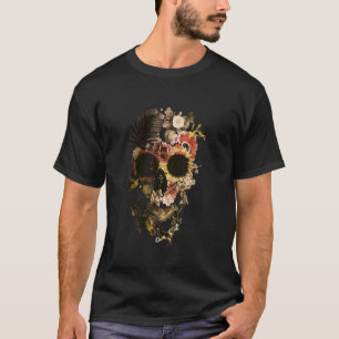 Camiseta Cabeza de esqueleto humano jardín cementerio