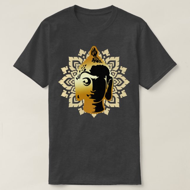 Camiseta Cabeza de estatua de Buda Mandala Meditación Zen (Diseño del anverso)