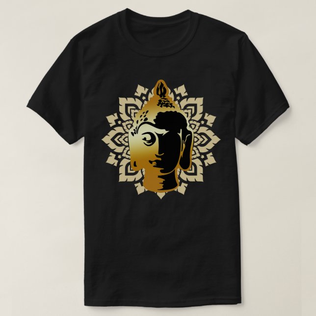 Camiseta Cabeza de estatua de Buda Mandala Meditación Zen (Diseño del anverso)