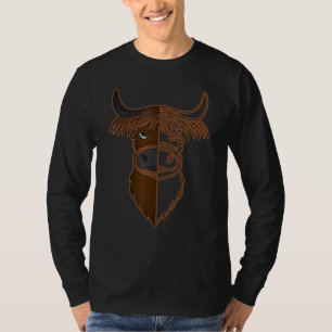 Camiseta Cabeza de ganado Highland Motif de impresión de gr