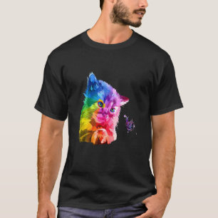 Camiseta Cabeza de gato colorido estilo pop gato brillante 
