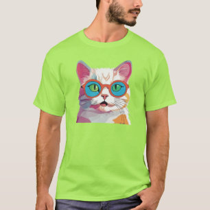 Camiseta Cabeza De Gato Usando Gafas Clipart-78199