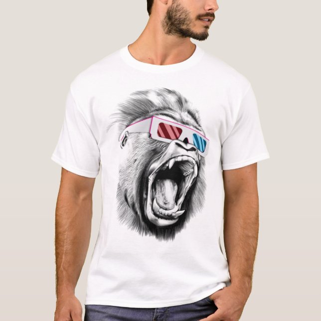 Camiseta Cabeza de gorila con gafas 3d (Anverso)