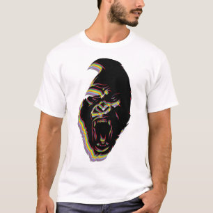 Camiseta Cabeza de Gorila Furioso - Diseño Negro con Colore