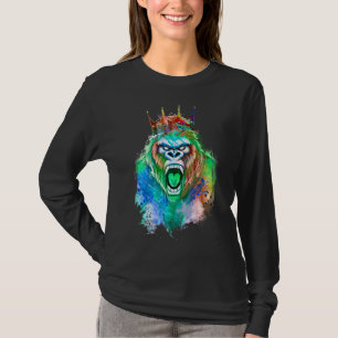 Camiseta Cabeza de gorila Rey Colorida Bestia de la Corona 