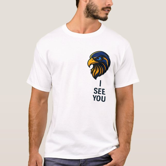 Camiseta Cabeza de Halcón Negrita con Declaración "TE VEO"  (Anverso)