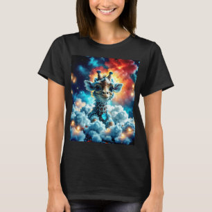 Camiseta Cabeza de jirafa de bebé adorable en las nubes