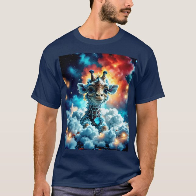 Camiseta Cabeza de jirafa de bebé adorable en las nubes (Anverso)
