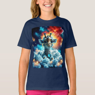 Camiseta Cabeza de jirafa de bebé adorable en las nubes