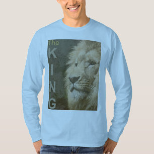Camiseta Cabeza de león Animal Mens Luz Azul Manga Larga