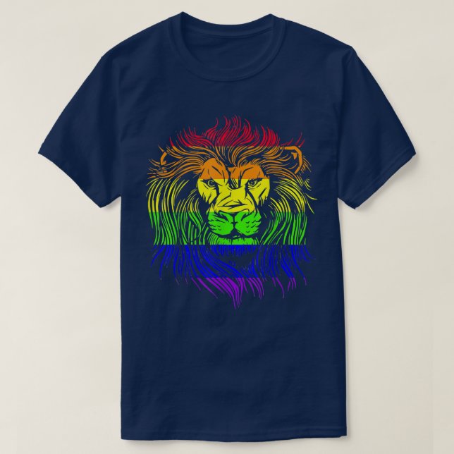 Camiseta Cabeza de León Arcoiris LGBTQ  (Diseño del anverso)