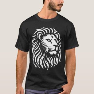 Camiseta Cabeza de león - Blanco sobre negro