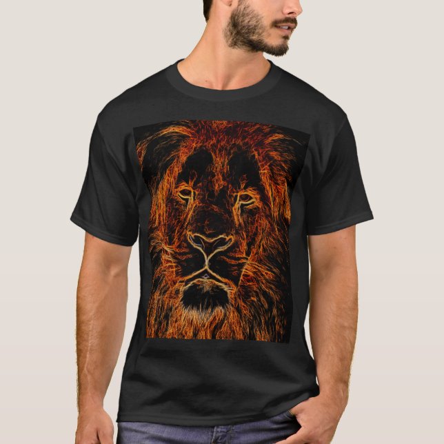 Camiseta Cabeza de león de graffiti negro y Naranja (Anverso)