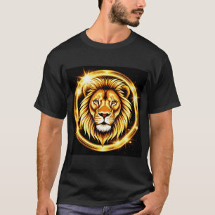 Camiseta Cabeza de León Dorado con Resplandor Radiante