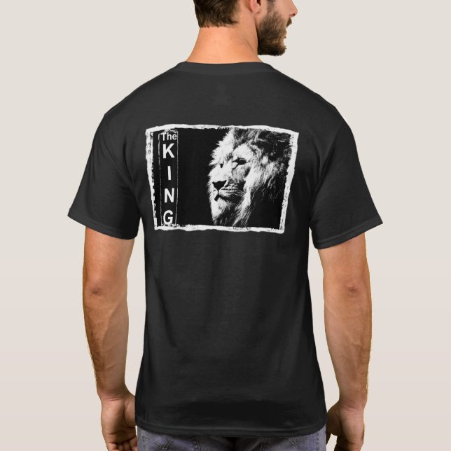 Camiseta Cabeza de León Elegante Color Negro Plantilla mode (Reverso)