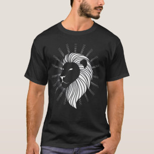 Camiseta Cabeza de León Elegante con Rayos Radiantes