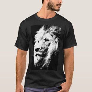 Camiseta Cabeza de león elegante de arte pop blanco negro m