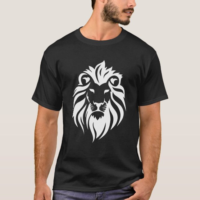 Camiseta Cabeza de león Gato salvaje Animal Blanco (Anverso)