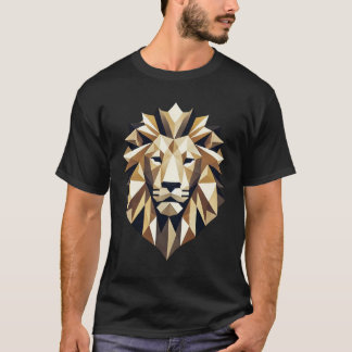 Camiseta Cabeza de león geométrica moderna de baja polilla