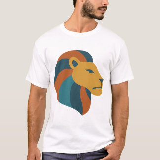 Camiseta Cabeza de león geométrica retro - Moderno de media