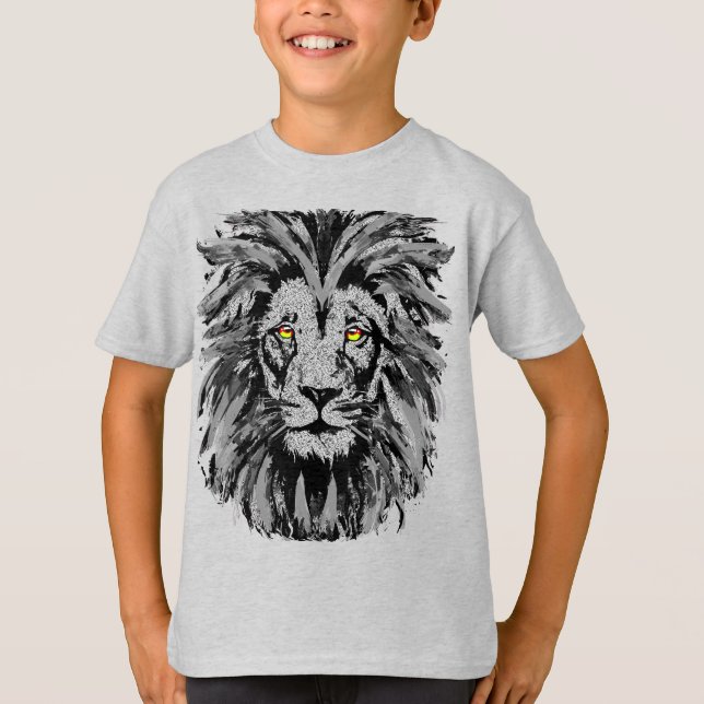 Camiseta Cabeza de León Gris - Retrato de León - León (Anverso)