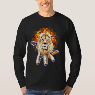 Camiseta Cabeza de león Motif Africa Gran Gato Mane Colorfu