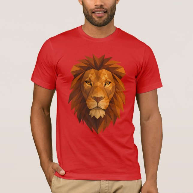 Camiseta Cabeza de león poligonal - Diseño de potencia geom (Anverso)