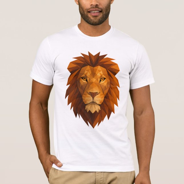 Camiseta Cabeza de león poligonal - Diseño de potencia geom (Anverso)