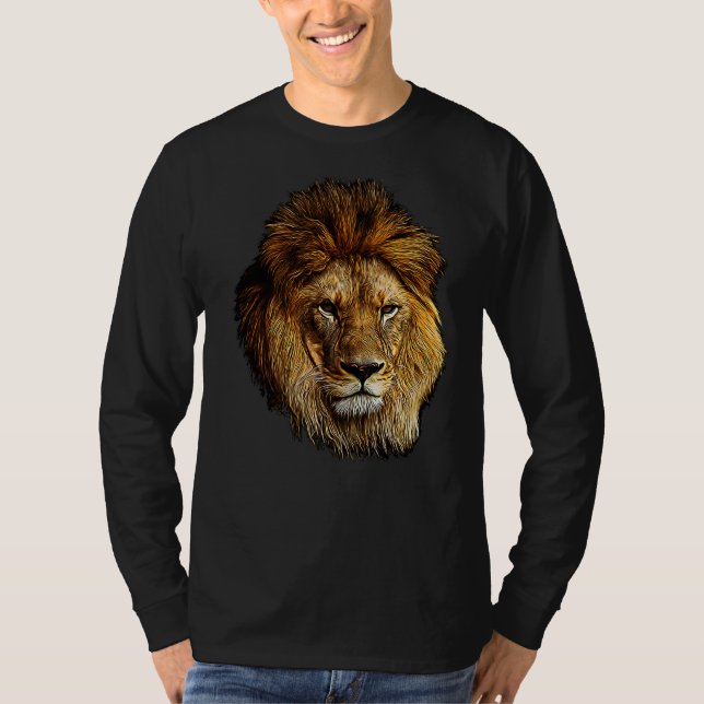 Camiseta Cabeza De León Retrato Majestuoso De Un León Feroz (Anverso)