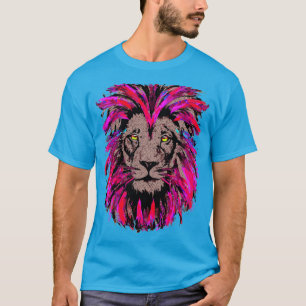 Camiseta Cabeza de león rosa - Dibujo de retrato de cara de