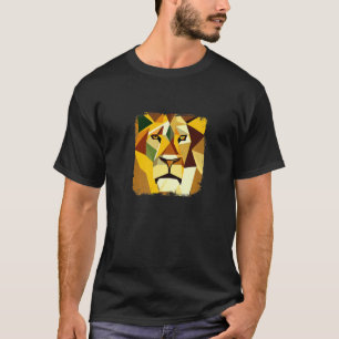Camiseta Cabeza de León Vectorial Majestuosa con Arte Genia