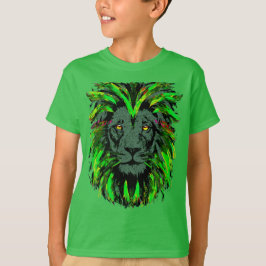 Camiseta Cabeza de león verde - Dibujo de retrato de cara d
