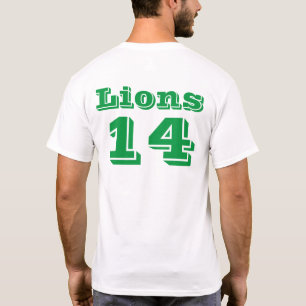 Camiseta Cabeza de león verde Número de nombre de equipo de