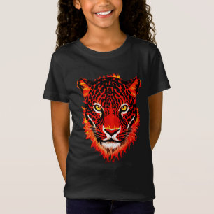 Camiseta Cabeza de Leopardo Rojo Flamígero