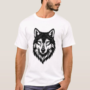 Camiseta Cabeza de Lobo Alfa Alto Contraste Negro y Blanco