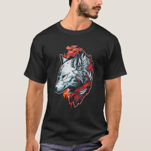 Camiseta Cabeza De Lobo Blanco Y Lomo De Lobo Pintado De Co
