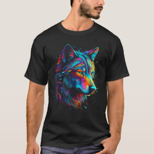 Camiseta Cabeza de lobo colorida para la vida salvaje de Wo