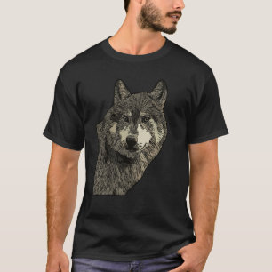 Camiseta Cabeza de lobo depredador rostro huella con animal