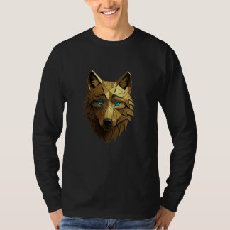Camiseta Cabeza de Lobo Dorado Geométrico - Poder Majestuos