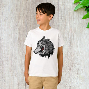 Camiseta Cabeza de Lobo Feroz Negrita Animal salvaje