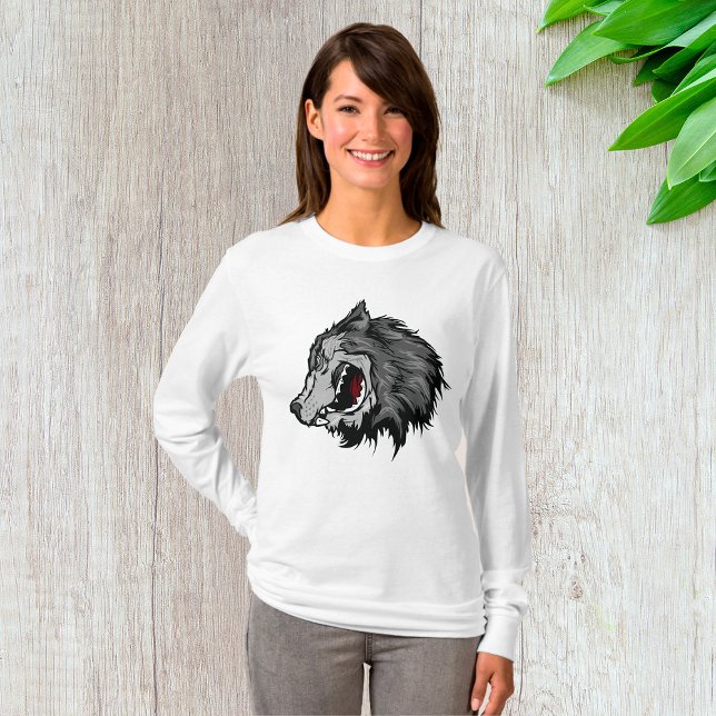 Camiseta Cabeza de Lobo Feroz Negrita Animal salvaje (Subido por el creador)