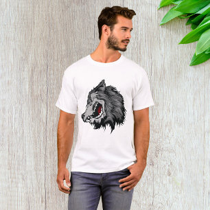 Camiseta Cabeza de Lobo Feroz Negrita Animal salvaje