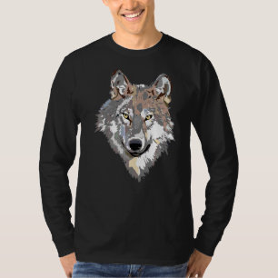 Camiseta Cabeza de Lobo Gris Arte Howling Moon Animal Fores