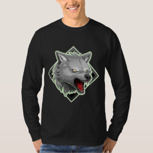 Camiseta Cabeza de Lobo Gris Feroz - Gráfico del Espíritu P
