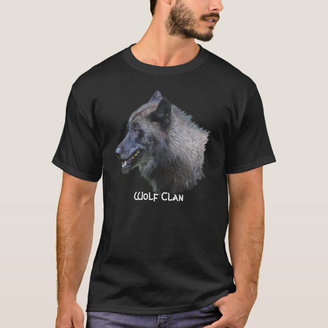 Camiseta Cabeza de Lobo Gris Negro Lobo de vida salvaje Cam (Anverso)
