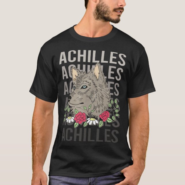 Camiseta Cabeza de lobo - Nombre de Aquiles (Anverso)