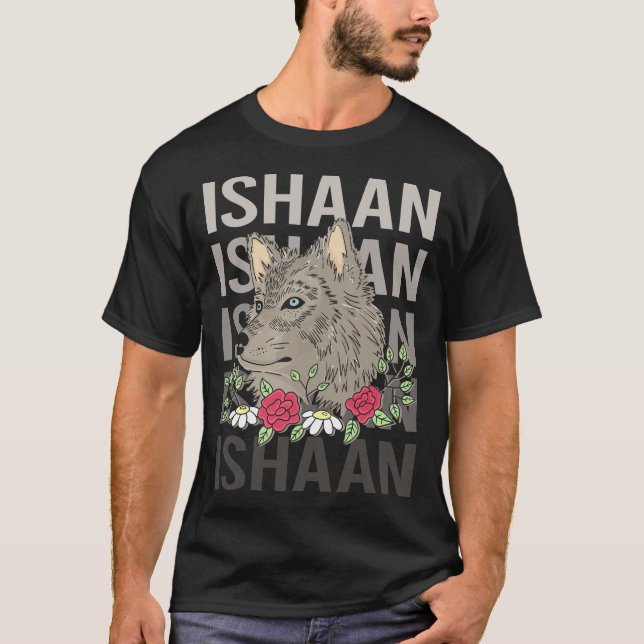 Camiseta Cabeza de lobo - Nombre de Ishaan (Anverso)