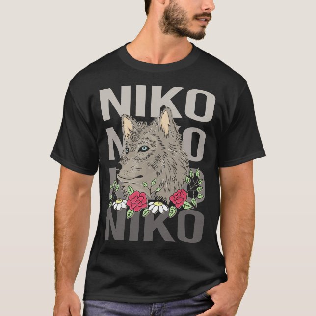 Camiseta Cabeza de lobo - Nombre de niko (Anverso)